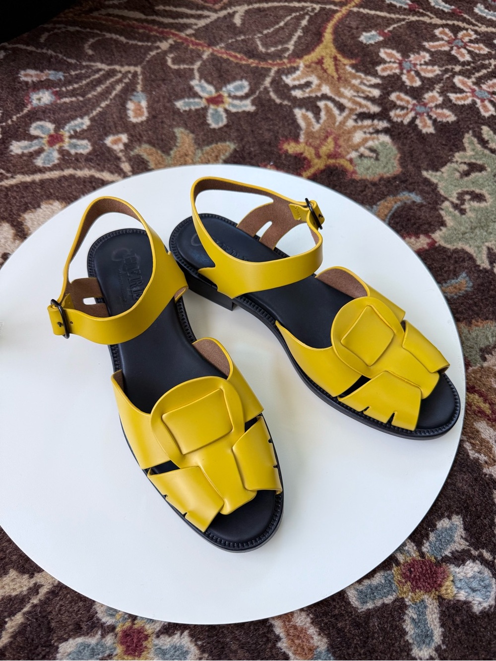 Hereu Yellow Leather Fisherman Sandals